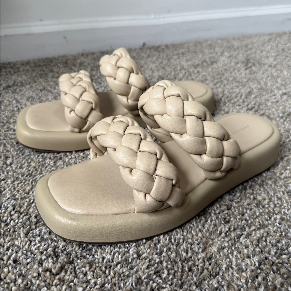 American Eagle Puffy Double Braid Cream Minimalist Sandal